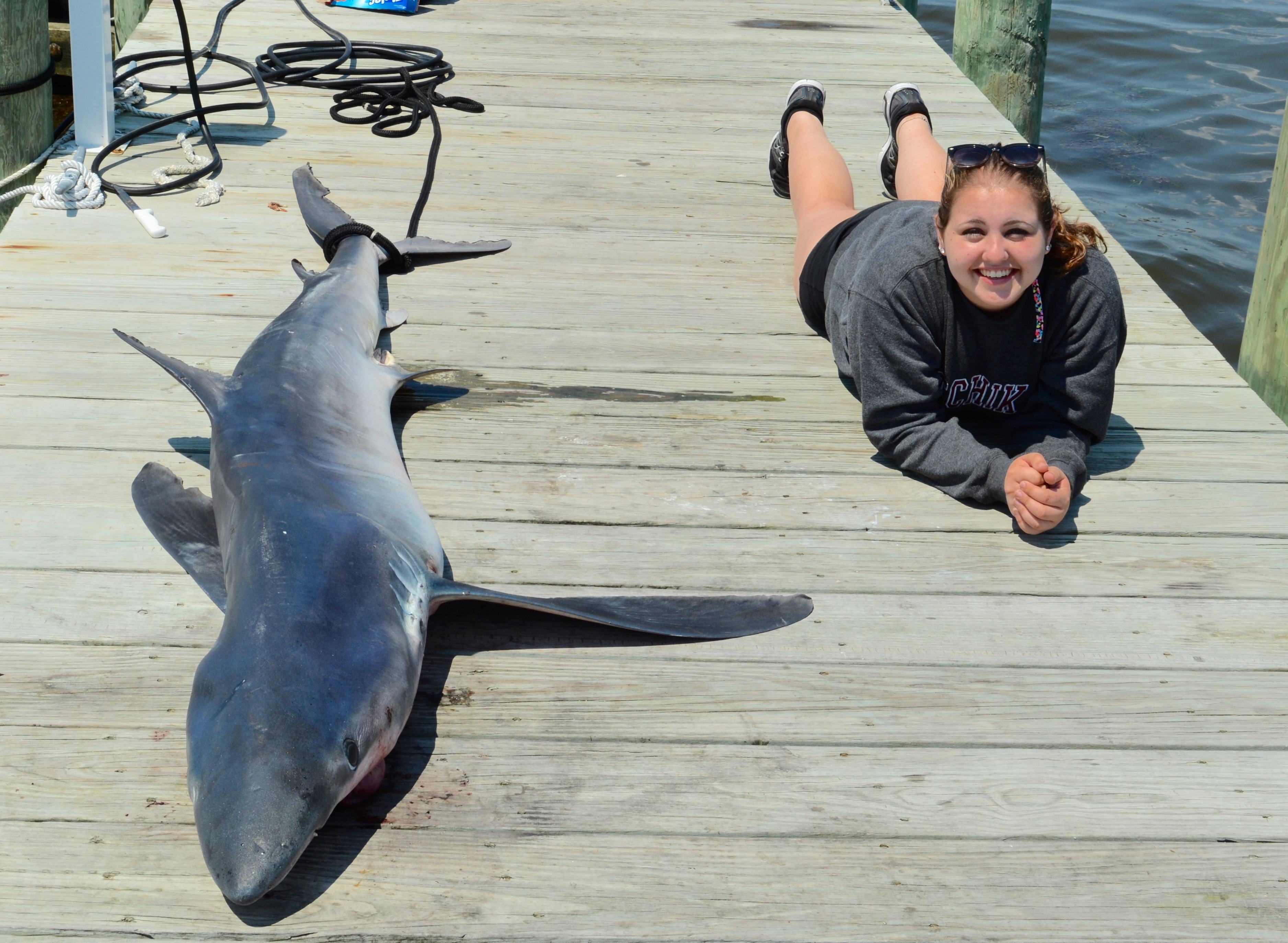 5’5” Allie Henner with 8’9” Mako Shark on Dunewood’s “L-Dock” 